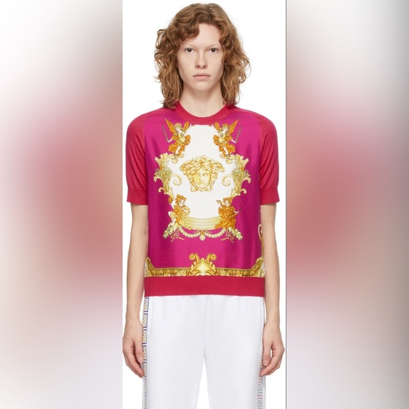 Versace | Sweaters | Versace Pink Silk Medusa Sweater 0 Automatic | Poshmark